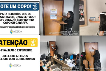 Prefeitura realiza ação da A3P com adesivação educativa para uso racional de recursos e gestão de resíduos