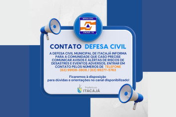 Novo número da Defesa Civil Municipal de Itacajá-TO